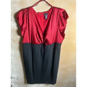 Torrid Red Black‎ Polka Dot Faux Wrap Sheath Dress Plus Size 24